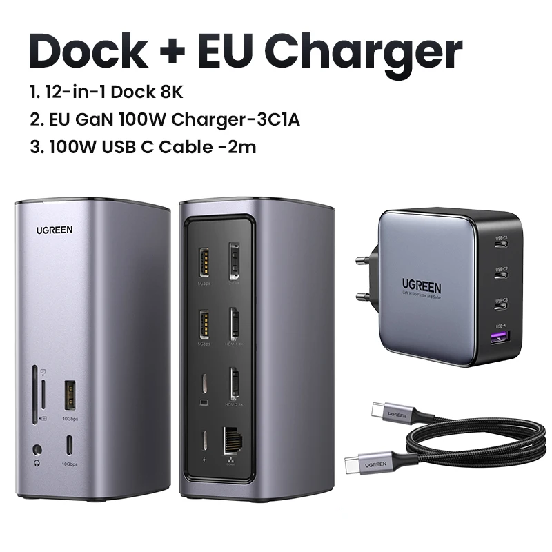 UGREEN Docking Station 12-IN-1 USB C to 8K HDMI DisplayPort 