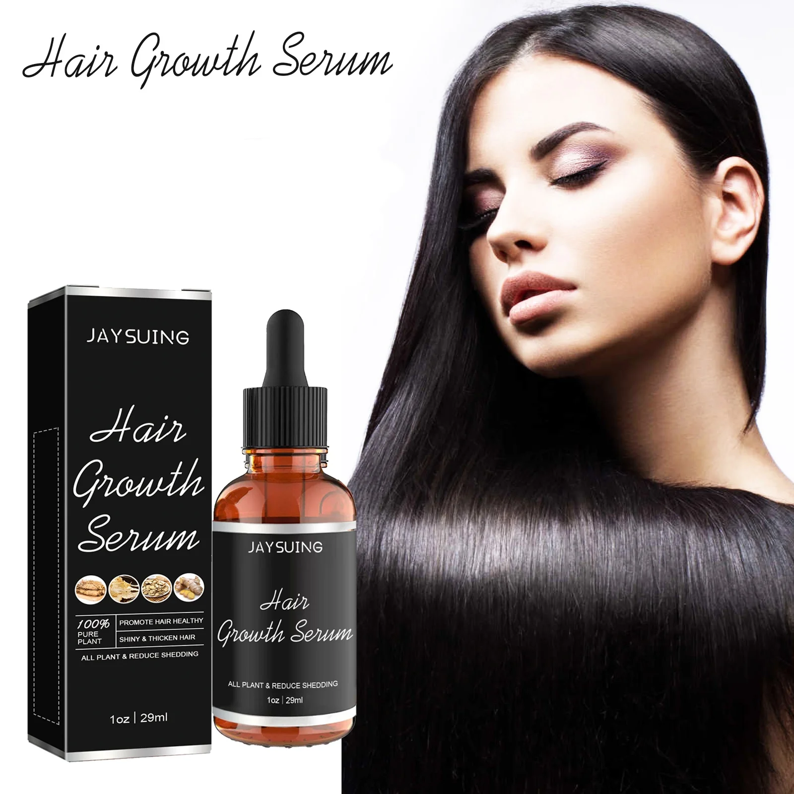 Hair Growth Serum Moisturizes Strengthens Leaves Hair Shiny for Women & Men Improves Appearance of Thinning Nourishes Scalp