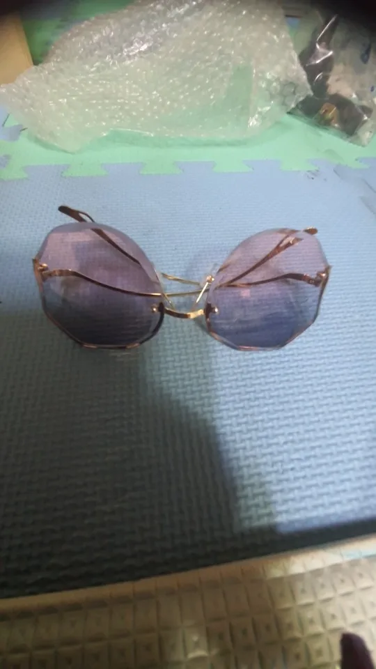 Irregular Round Sunglasses - Rimless Gradient Metal Women's Shades photo review