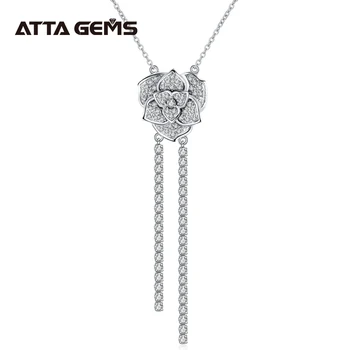 ATTAGEMS Moissanite Diamond Necklace Crossfor Tennis Chain for Women Jewelry Collares Cross Pendants 18K White Gold 목걸이 1
