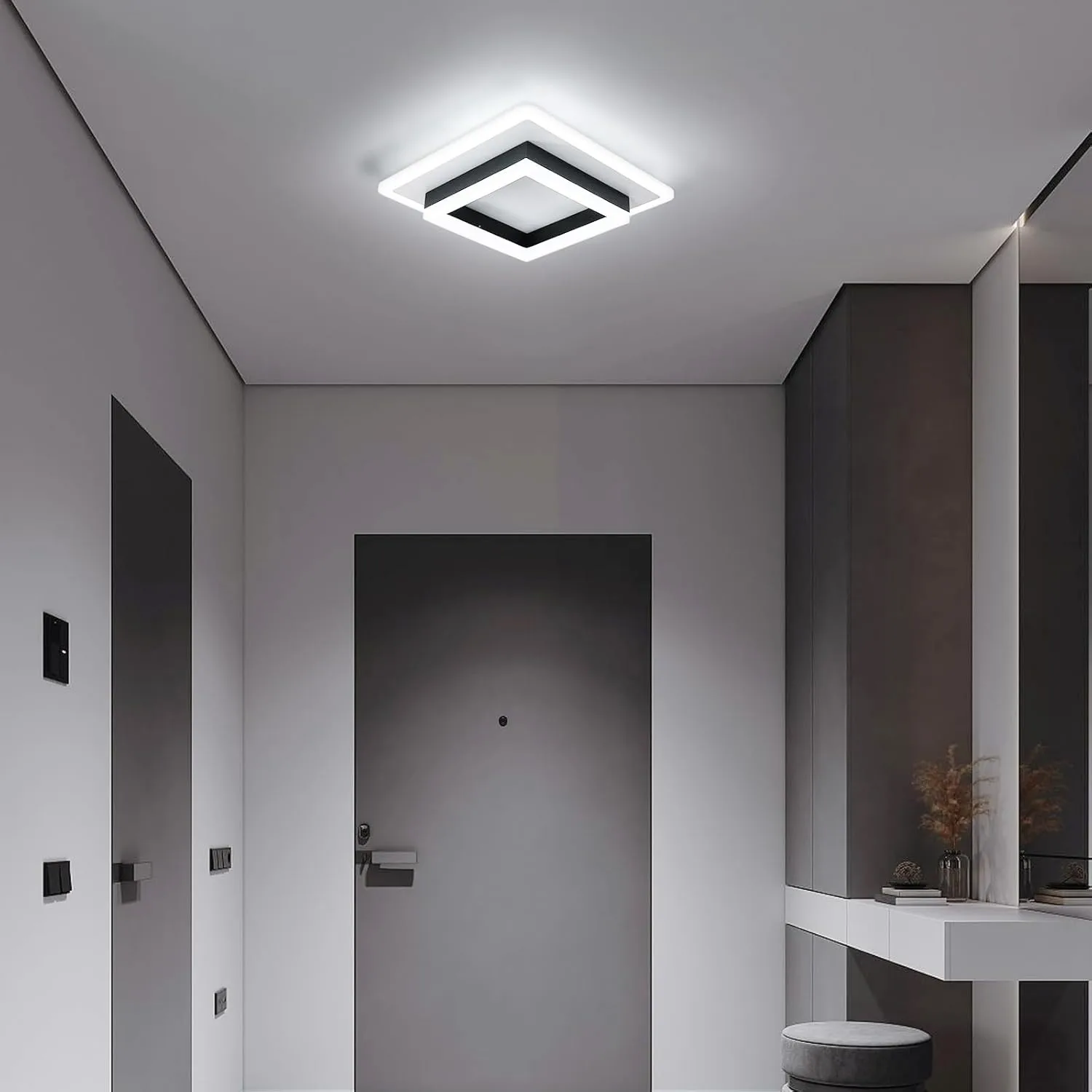 Square Acrylic Ceiling Light Modern LED Ceiling Lamp,White 6500K LED Ceiling Lights for Bedroom Office Kitchen Living Room: 3 - 5 Days Free Delivery Only UK