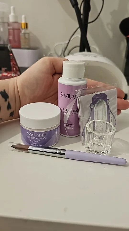SAVILAND Acrylic Nail Kit Nails Art Decoration Acrylic Powder and Liquid Crystal Nail Glitter 3D Nail Tips Carving Tools photo review