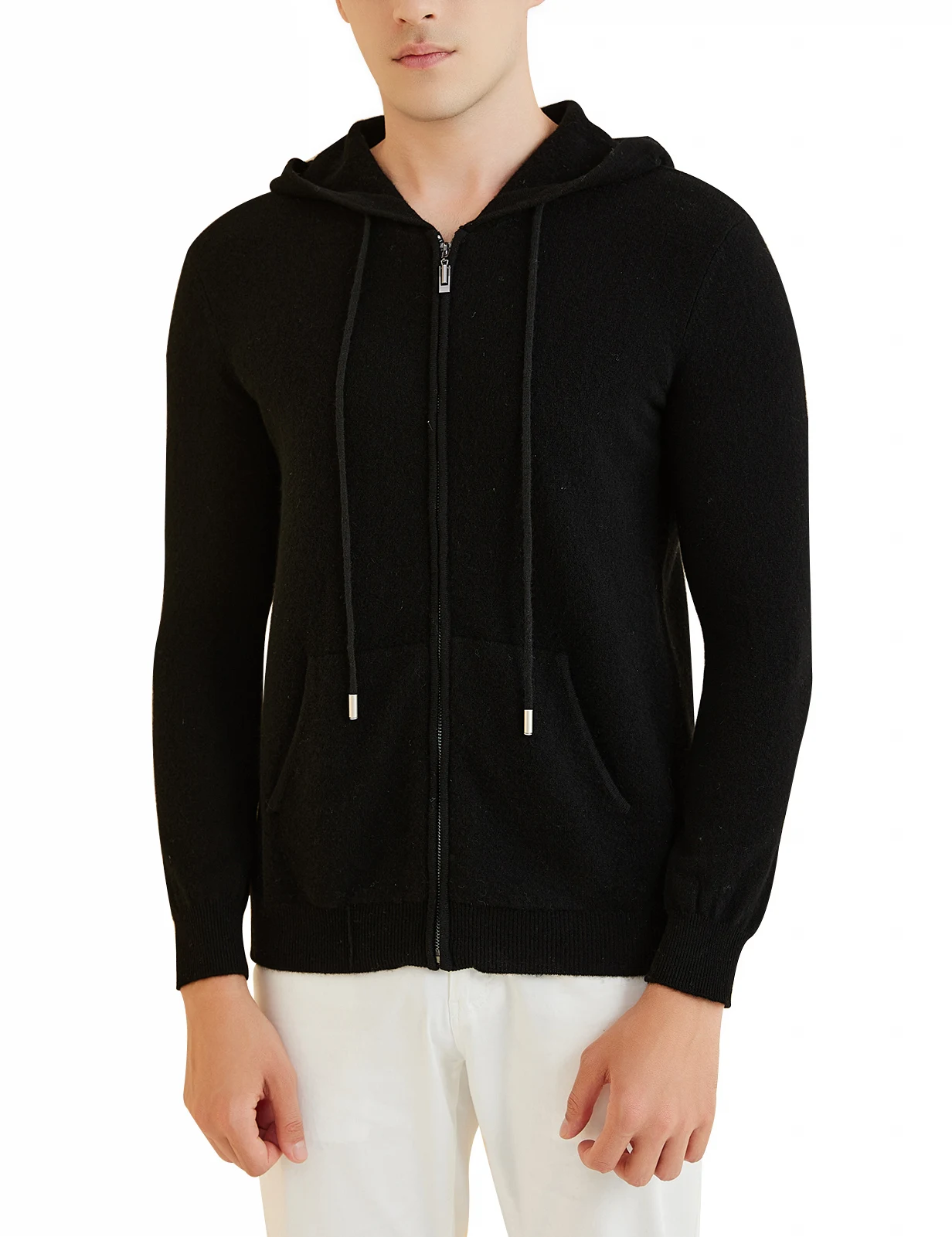 LONGMING Sweater Men's Cardigan Hoodies 100% Merino Wool 2023 Fall Winter Warm Long Sleeve Zip Sweatshirt Sport Hooded Jacket 6