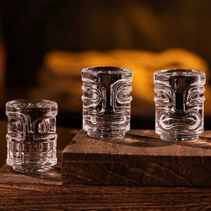 Creative Mini Tiki Glass Cup Shot Glasses Stacking Cups Cocktail Glass Tiki Cup Set With 6 Holes Tray Bar Accessories drinking glasses