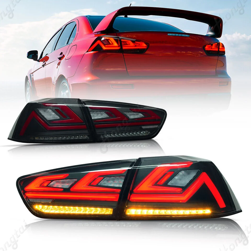 

LED Smoke Tail Lights For 2008-2016--2017 Mitsubishi Lancer EX EVO X Sedan Rear Lamps Taillight Assembly Sequential Rear Lamps