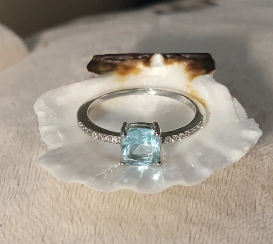 Fyrkantig Blå Serie Sten Kvinnor Ringar Enkel Minimalistisk Pinky Tillbehör Ringband Elegant Förlovningssmycke Ringar