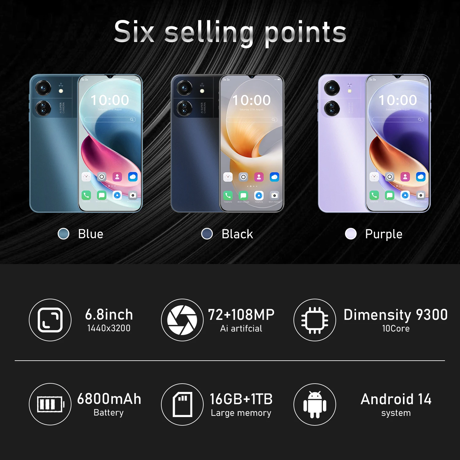 2024 New X6 NEO Smartphone 6.8 inch Full Screen 4G/5G Cell Phone 16TB+1TB 8000mAh Mobile Phones 108MP Global Version Celulares