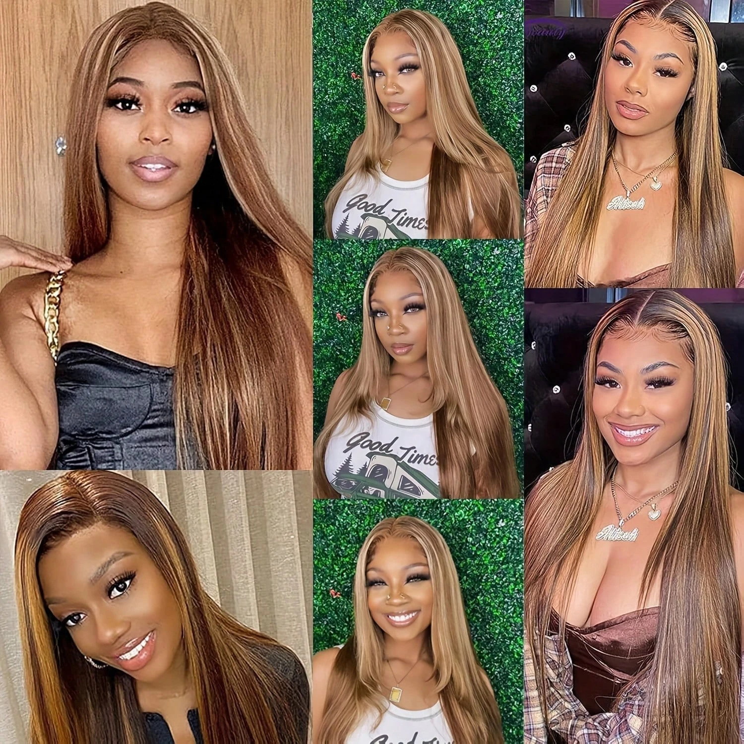 LUCKOKOS 360 Full Lace Front Wig Highlight Ombre Bone Straight HD Lace Frontal Colored Human Hair Wigs Honey Blonde Dea 2