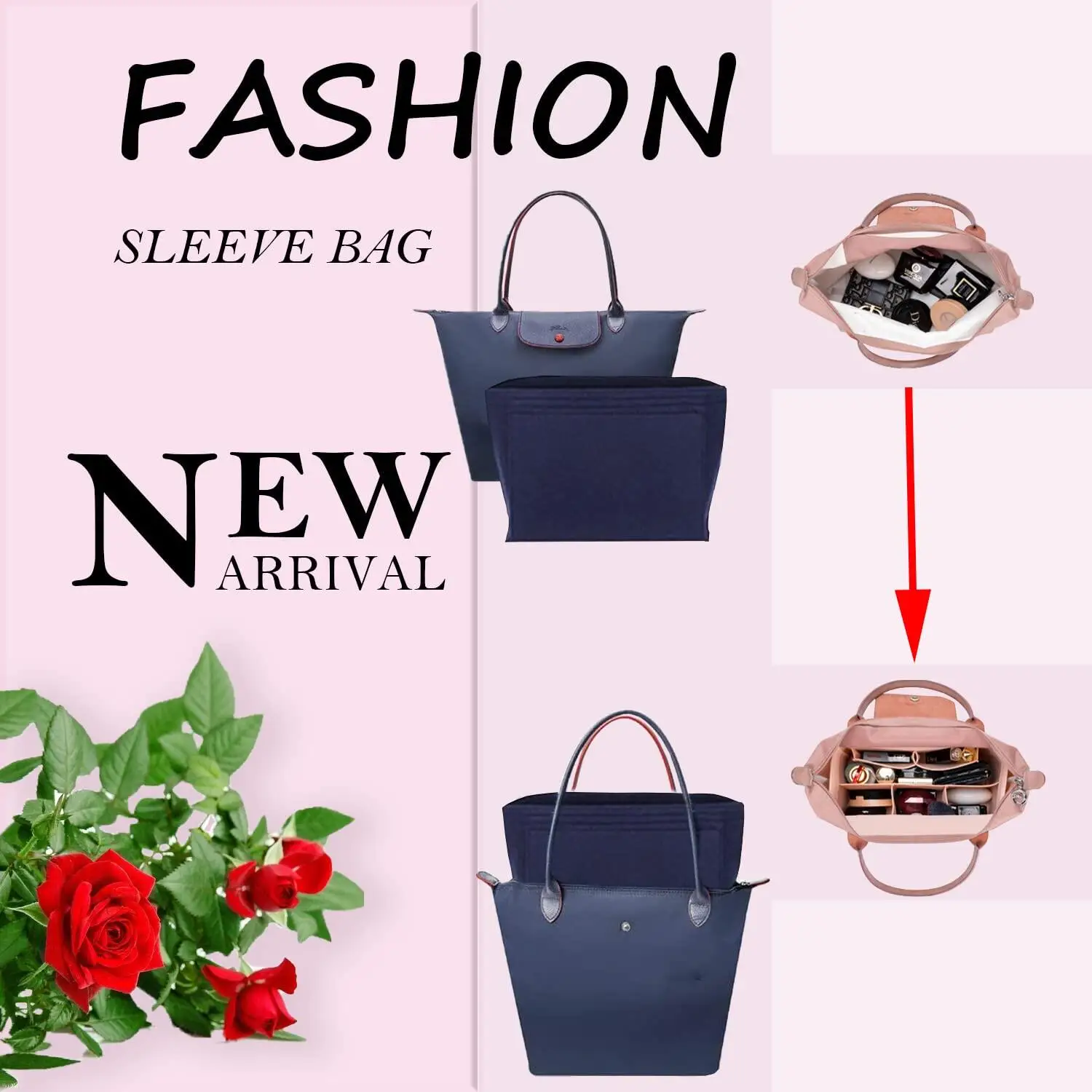 Handbag Liner Bag Felt Insert Fits For Longchamp