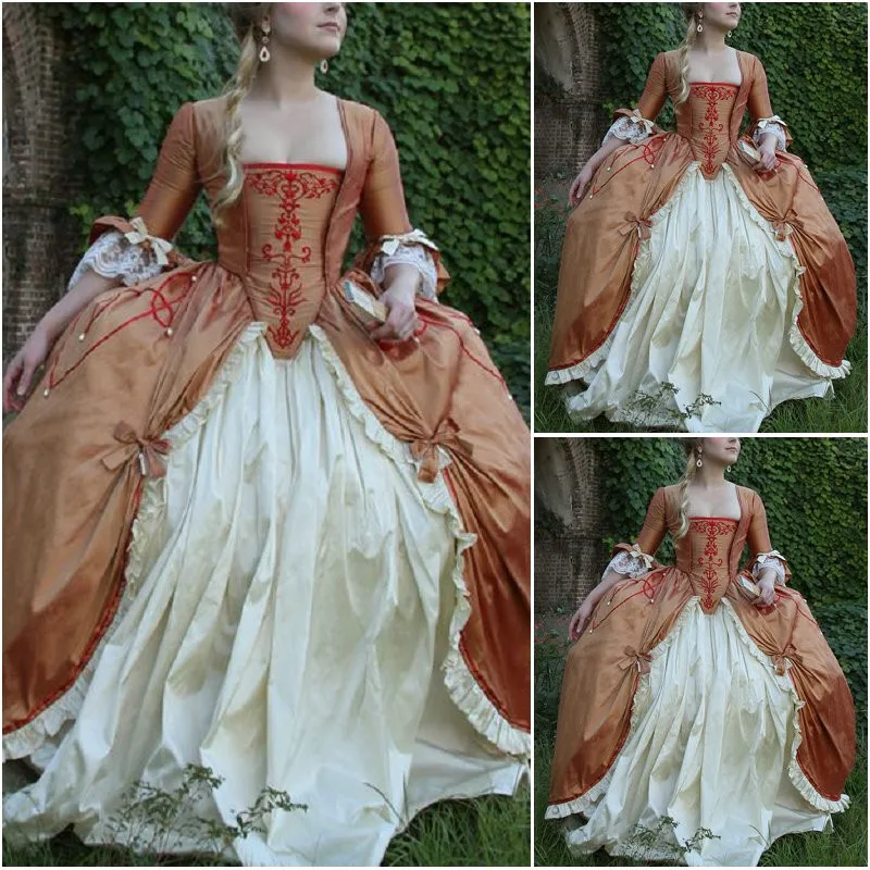 

Victorian Rococo Dress Gothic wedding dress Costume 18th rococo Dress Renaissance Bell Sleeves Appliques wedding dress for women