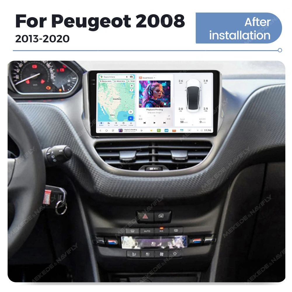 DUDUAUTO 4G LTE UIS7870 Für Peugeot 2008 208 2012-2018 Kabelloses CarPlay Android Auto GPS RDS GPS BT Autoradio Multimedia-Player – Detail 4
