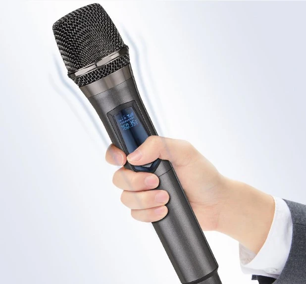 Wireless Microphone with Bluetooth, Professional UHF Dual Handheld Dynamic  Metal Mic System Set with Rechargeable Receiver, 160 ft Range, 1/4''Output