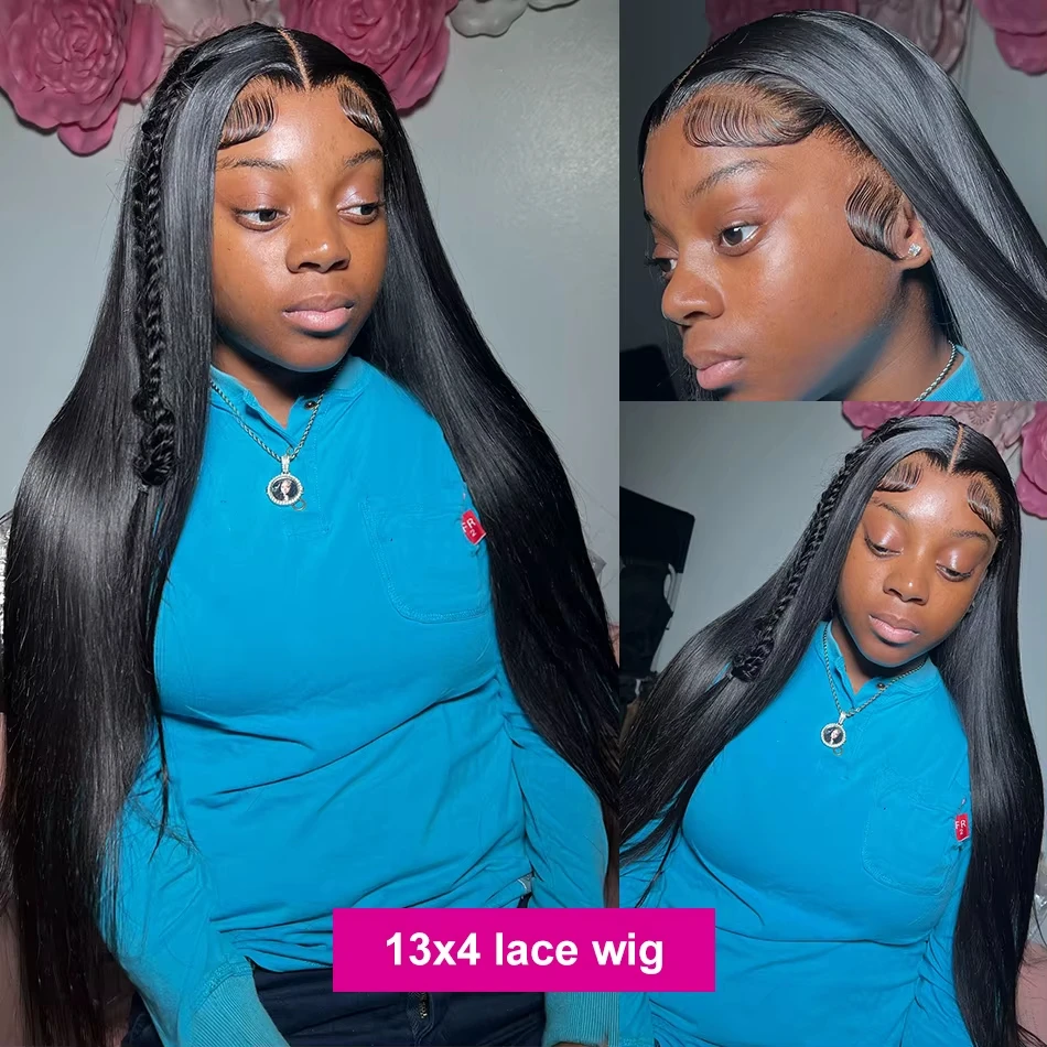13x4/13x6 Lace Wigs Human Hair Bone Straight Preplucked Hairline Natural and Black Color HD Lace Wigs Suitable for Women 3