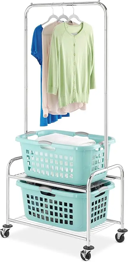 laundry butler with wire shelf. Commercial-grade for sturdy drying and storage. Compact and functional. 3