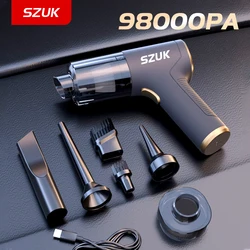 SZUK 98000PA Mini Car Vacuum Cleaner Powerful Cleaning Machine Strong Suction Handheld for Car Home Portable Wireless Cleaner