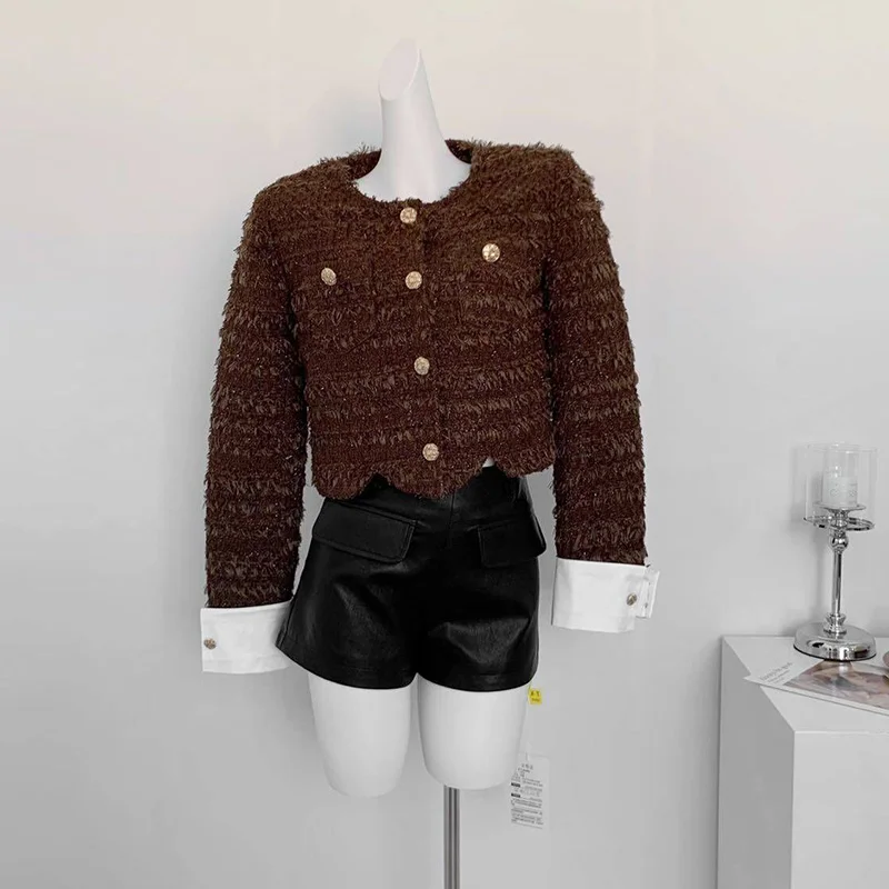 retro-fashion-jacket-2023-autumn-and-winter-women's-clothing-design-sense-french-style-tweed-short-coat-women