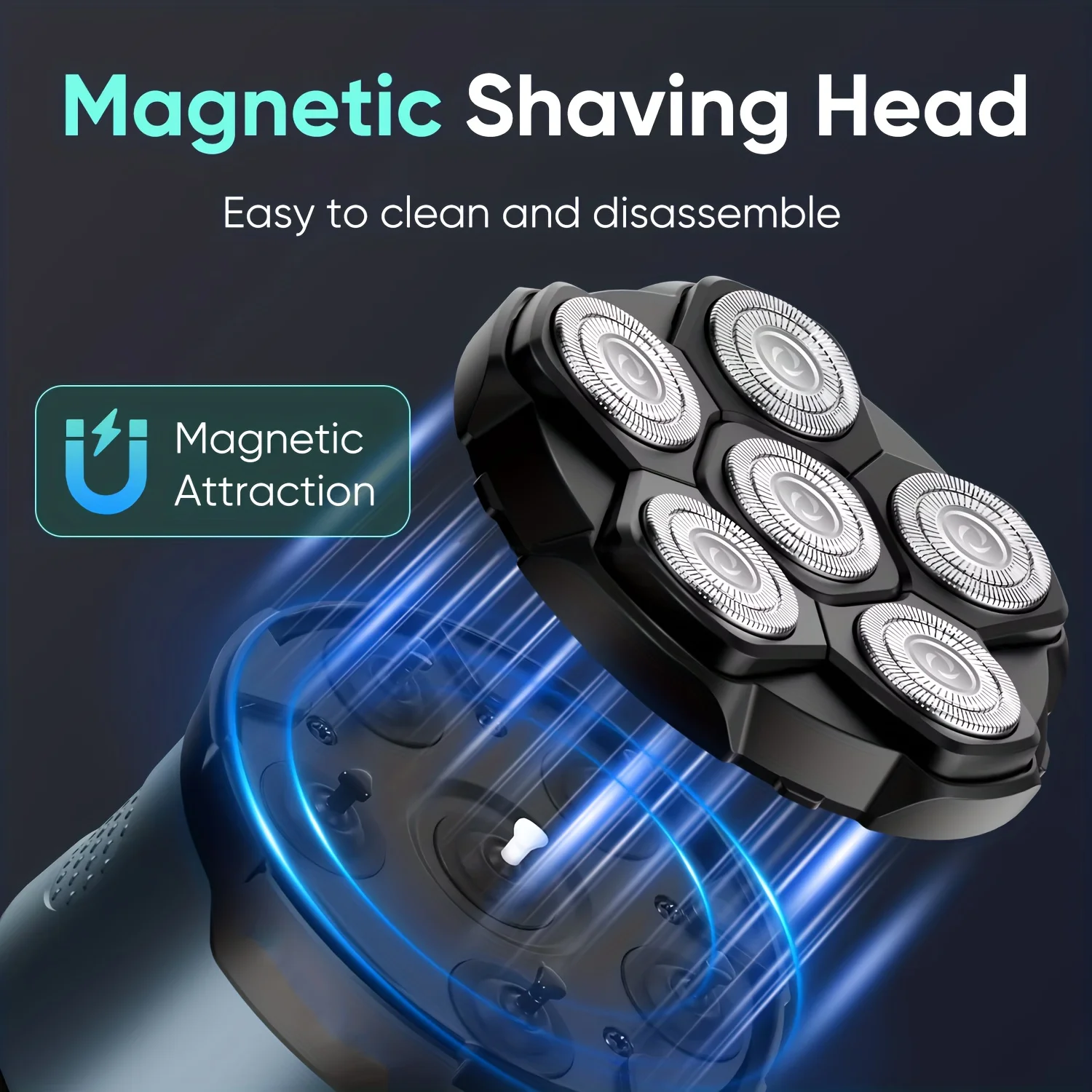 6D 회전식 면도기 |   충전식 대머리 면도기, 얼굴 수염 트리머, USB 충전, 리튬 배터리, 남성용 이상적인 그루밍 키트