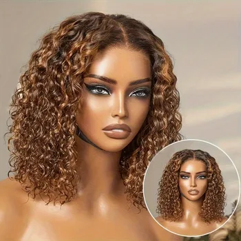 250% Density Omber Deep Wave Human Hair Wig 13x4 HD Lace Pre-Plucked Wet Wave Bob Wig Natural Look for Daily & Special Occasions 1