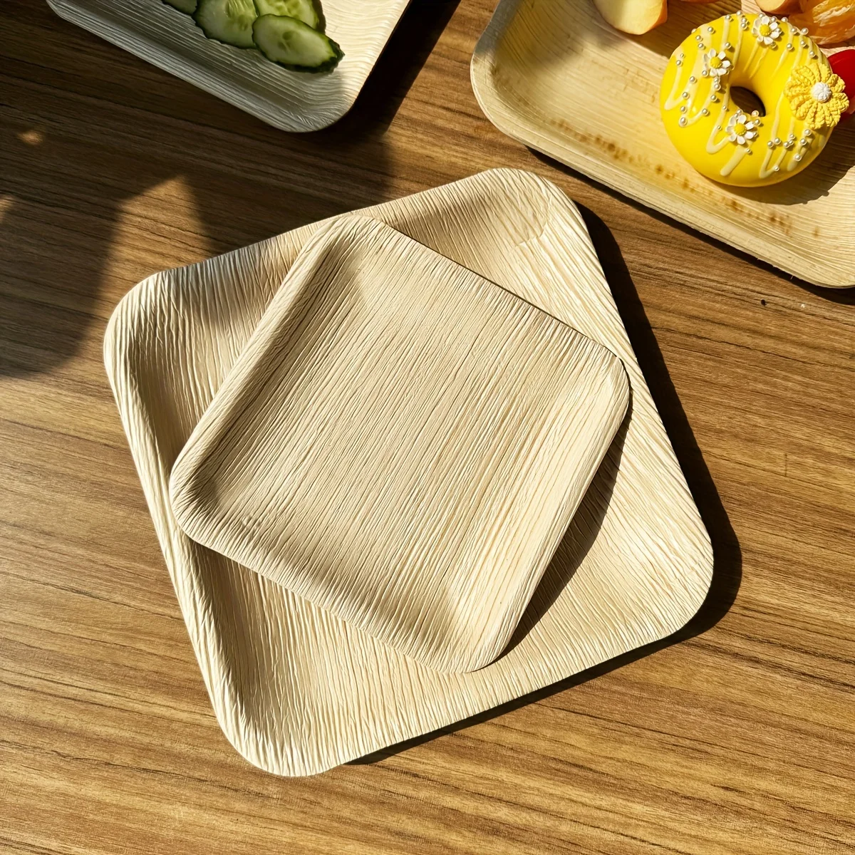 Disposable palm leaf meal plates, 24 pieces each, 6+8 inches