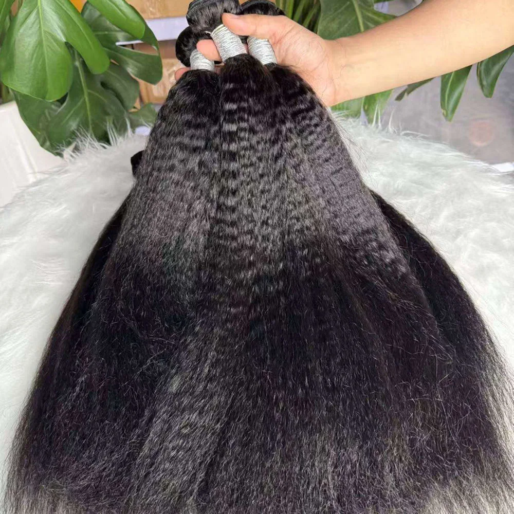 Kinky Straight Bundles Human Hair Quality Double Drawn Vietnamese Hair Extension Yaki Straight Raw Hair Weave Bundles Deals 4