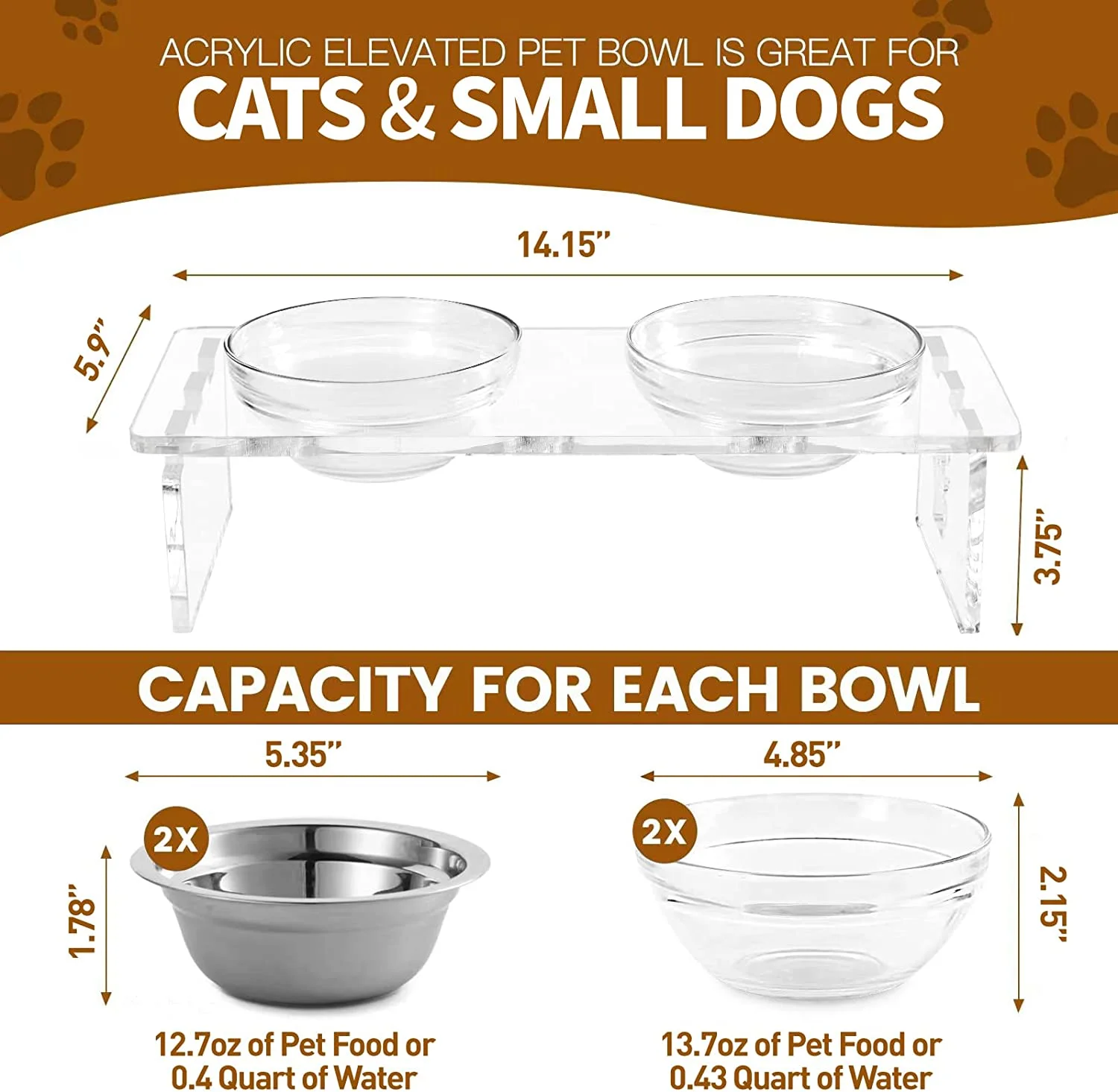 Elevated Pet Bowls, Raised Pet Bowl, Clear Acrylic Feeder Stand for Small  Dogs and Cats, Hot Sale - AliExpress