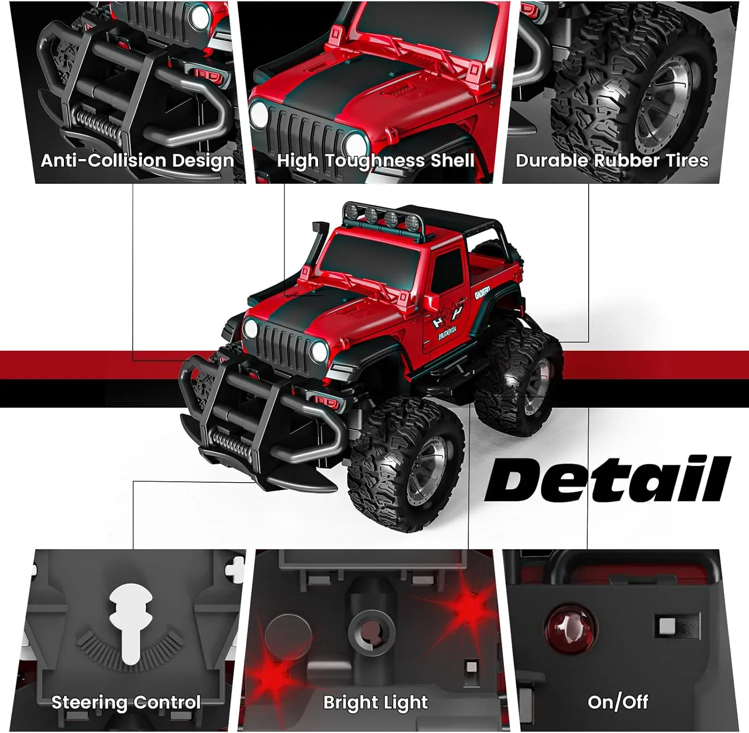 Enfant utilisant la télécommande pour diriger la voiture tout-terrain crawler.