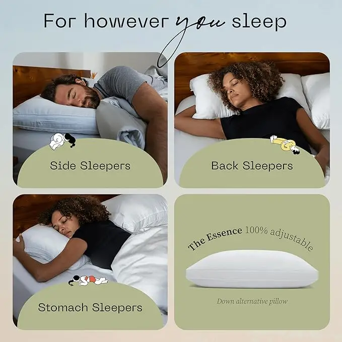 Queen Size Down Alternative Pillow Set of 2 - Adjustable Luxury Hotel-Quality Pillows for All Sleep Positions 4