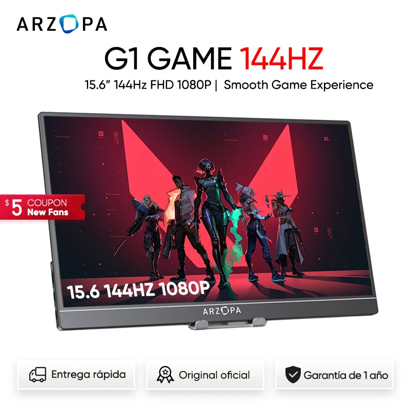 ARZOPA Monitor Portatil, G1 Game 15.6 Pulgadas 144HZ 1920×1080 FHD, IPS  Pantalla Portable with HDMI/Type-C/USB-C, Cuidado de Ojos Juego de Azar  Monitor Doble para computadora portátil : : Informática