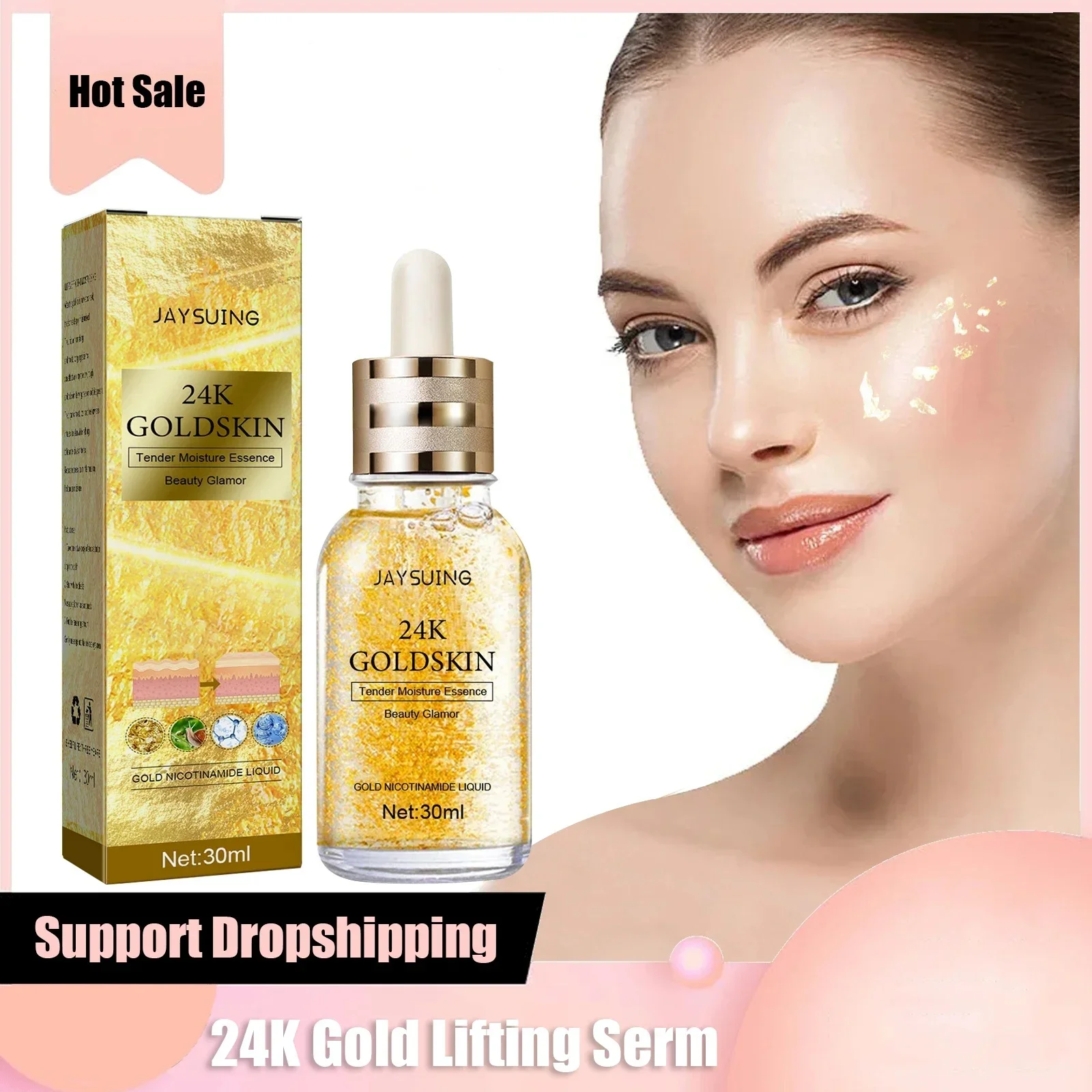 

24k Gold Wrinkle Removal Serum Collagen Anti Aging Sagging Fade Forehead Fine Lines Reduce Lifting Firming Brightening Essence