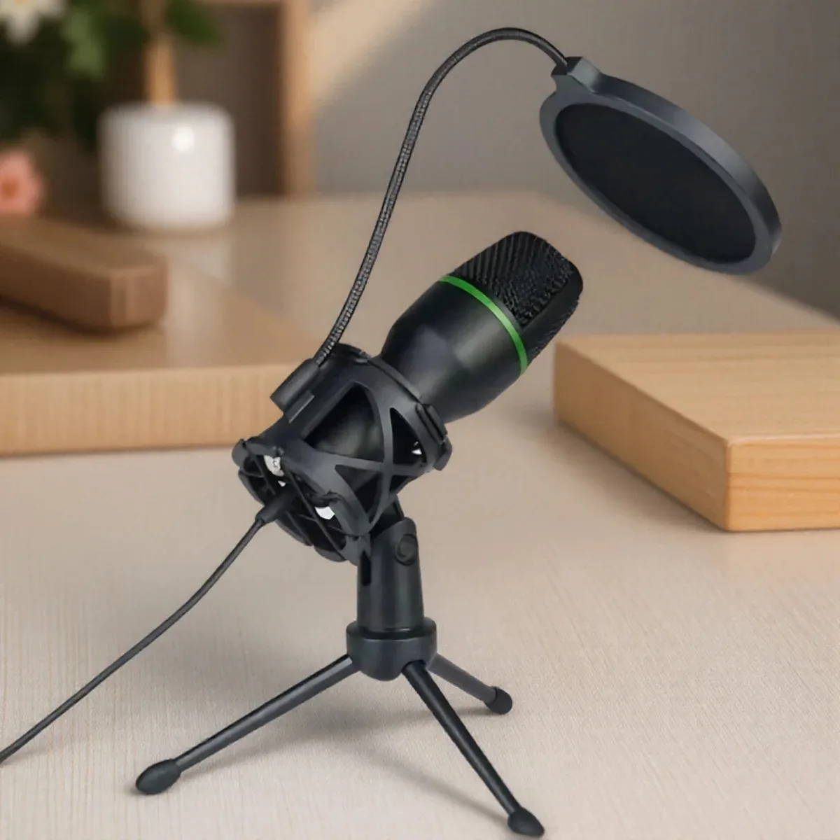 전문가용 USB 콘덴서 유선 마이크, 블로우아웃 방지 데스크탑 마이크 (PC, 노트북, 스트리밍, 게임, 유튜브, 팟캐스트, 보컬, 스튜디오용)
