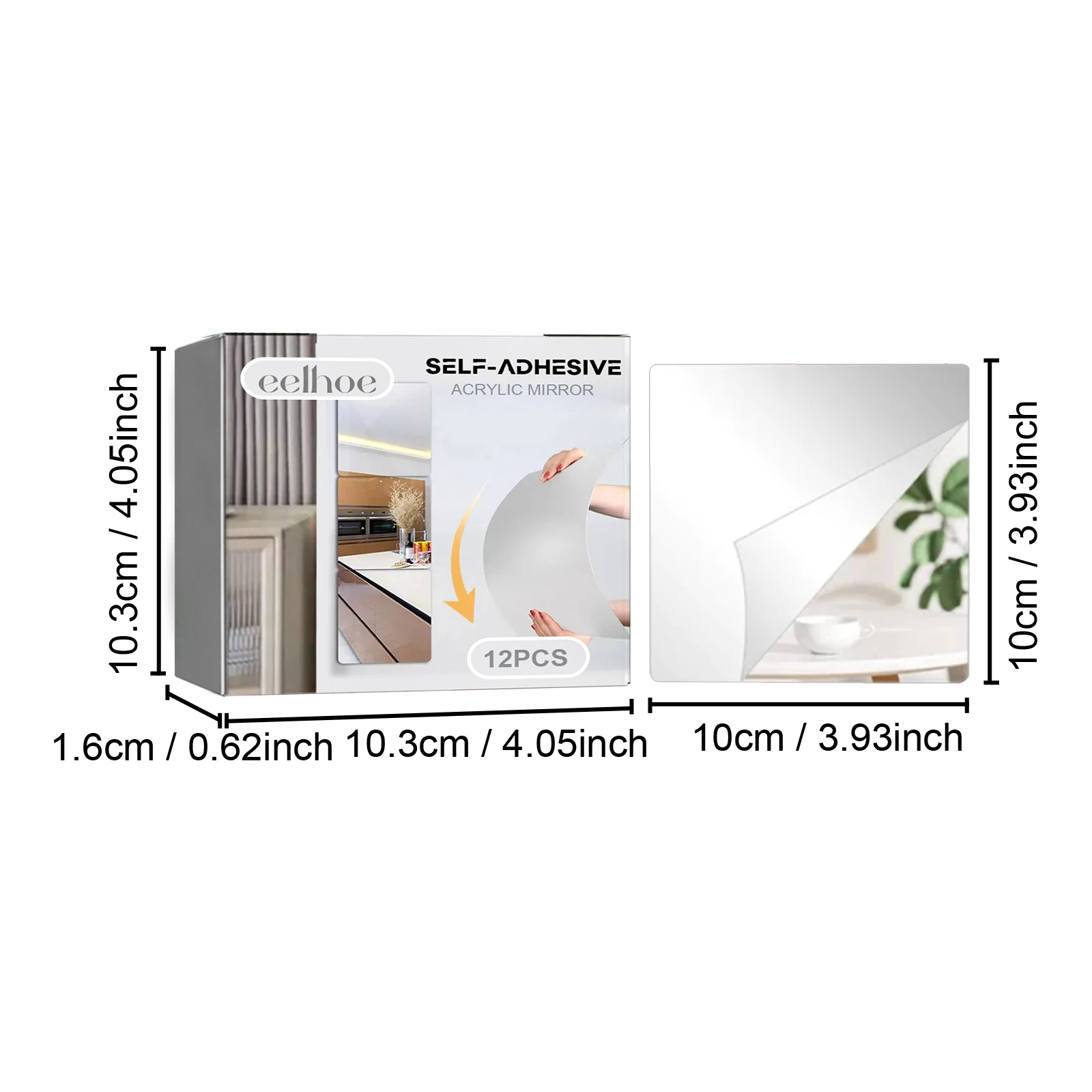 Eelhoe Self-adhesive Mirror Dormitory Convenient Splicing Self-adhesive Mirror Wall Stereoscopic Perforation-free Mirror