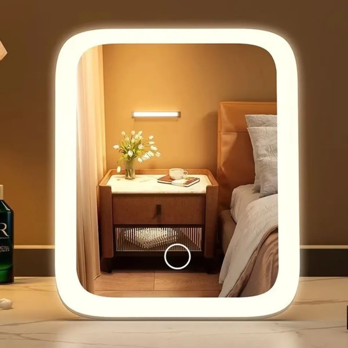 LED Smart Student Dormitory Desktop Fill Light Small Mirror, Makeup Mirror With Light,Girls Bedroom Dressing Table Mirro