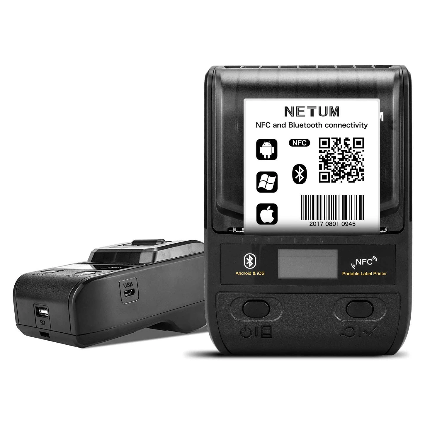 NETUM Bluetooth Thermal Label Printer Mini Portable 58mm Receipt Printer Small for Mobile Phone Ipad  Android / iOS NT-G5