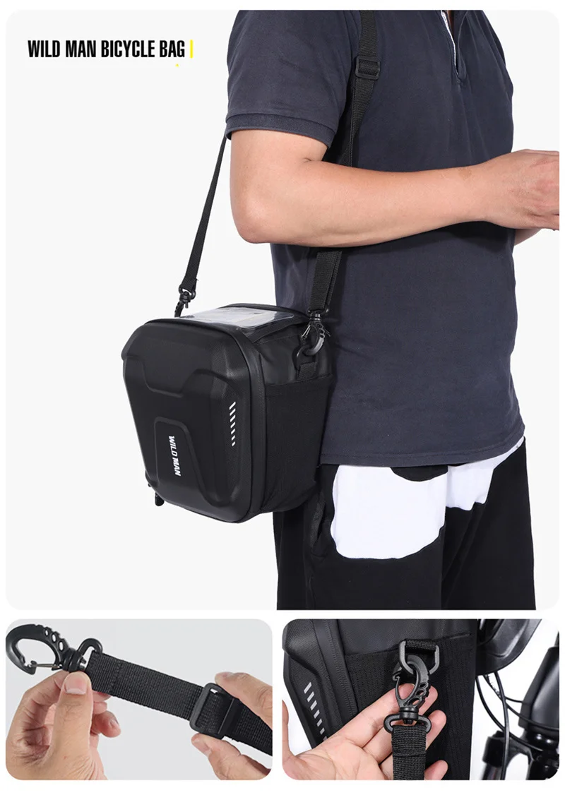 WILD MAN GS9 4,7-6,7 Zoll Bildschirm Handy Lenkertasche Touchscreen 3L MTB Rennrad Umhängetasche Fronttasche Grifftasche Bic – Detail 8