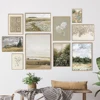 Summer Landscape Vintage Oil Painting Canvas Poster Spring Neutral Gallery Wall Art Print Retro Green Tone Farmhouse Wall Decor 1