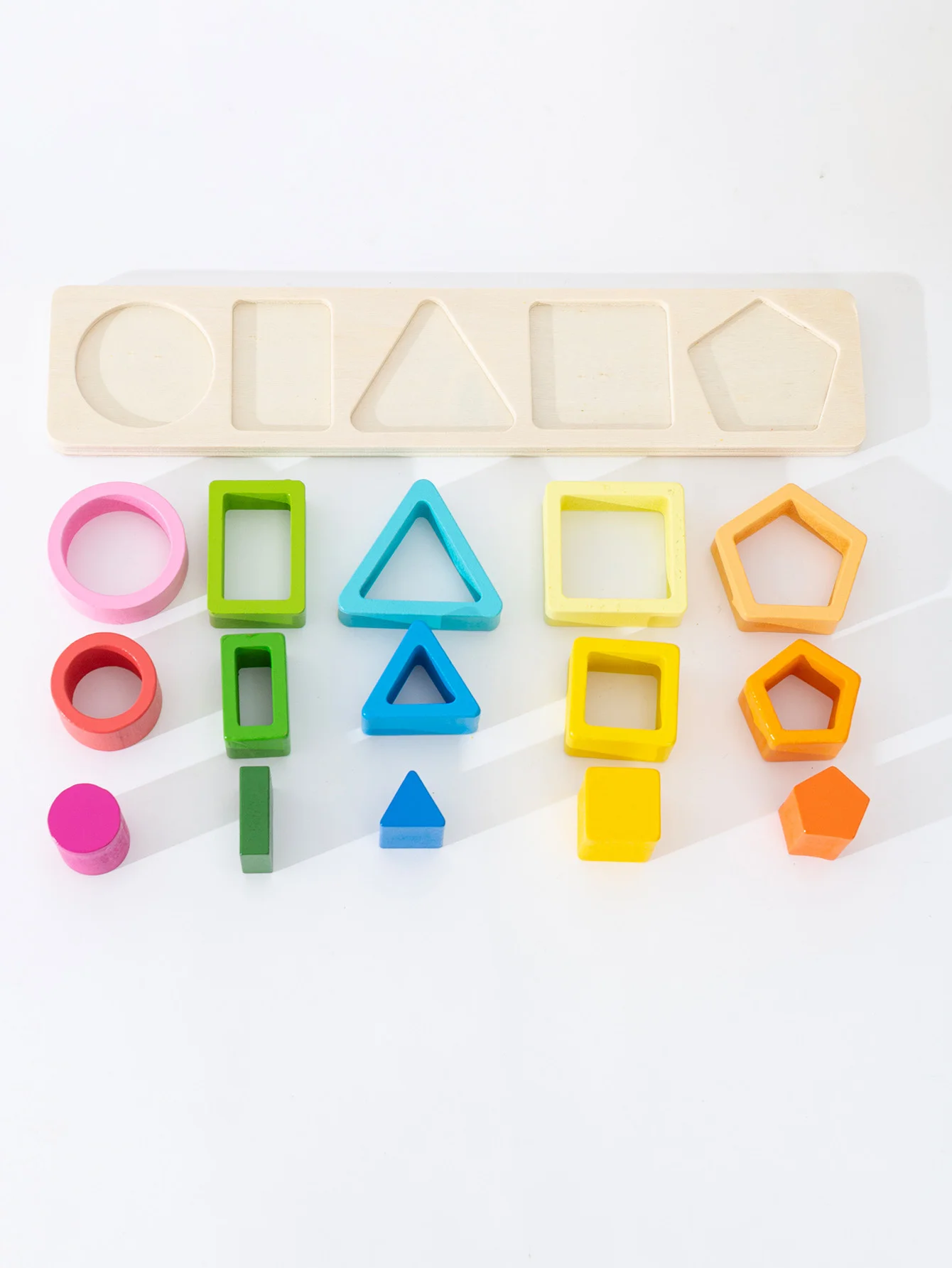 5 Sets Geometric Shape Sorting Stacking Toys, Early Learning Color & Shape Recognition Matching Toys 2