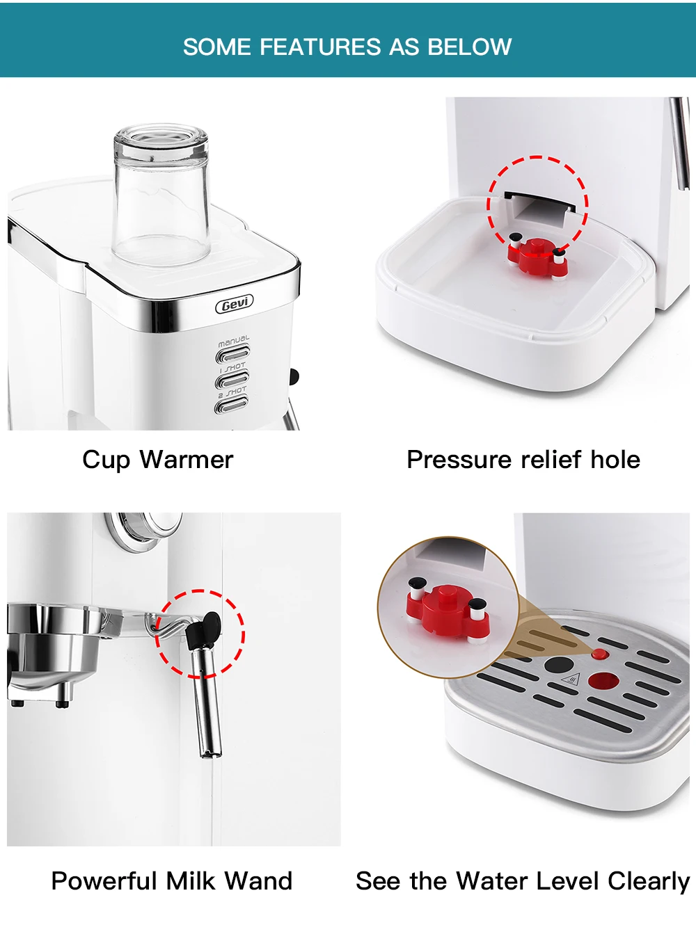 Gevi Espresso Machines 20 Bar Fast Heating Automatic with Foaming Milk