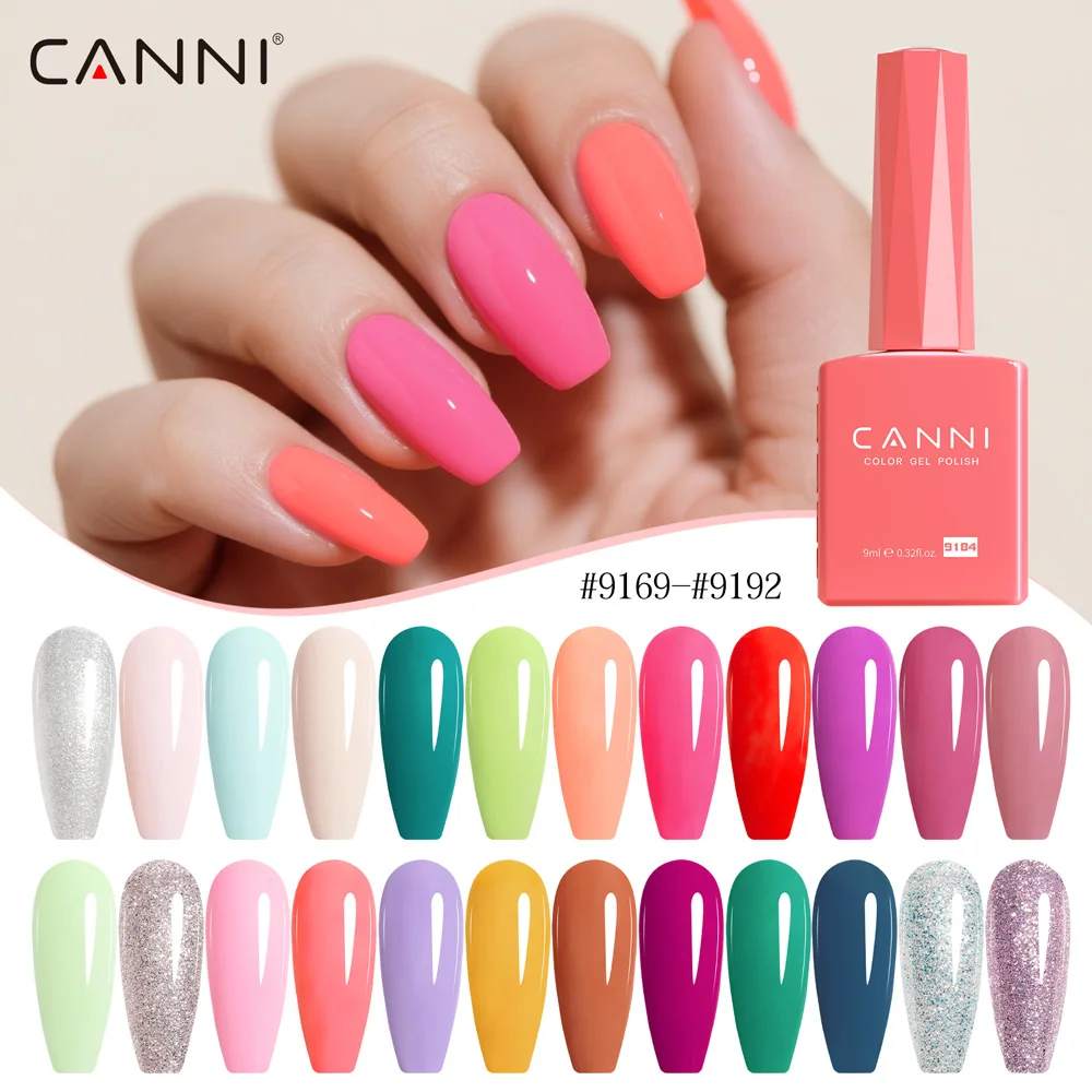 CANNI 9ml 헤마 TPO 프리 24색 네일 젤 폴리쉬 레드 누드 핑크 브라운 LED UV 매니큐어 롱래스팅 하이 글로스 DIY 홈 살롱용