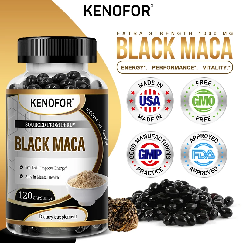 

Organic Maca Root Powder Capsules - 1000 mg Peruvian Grown - Energy and Vitality Health Supplement for Men and Women