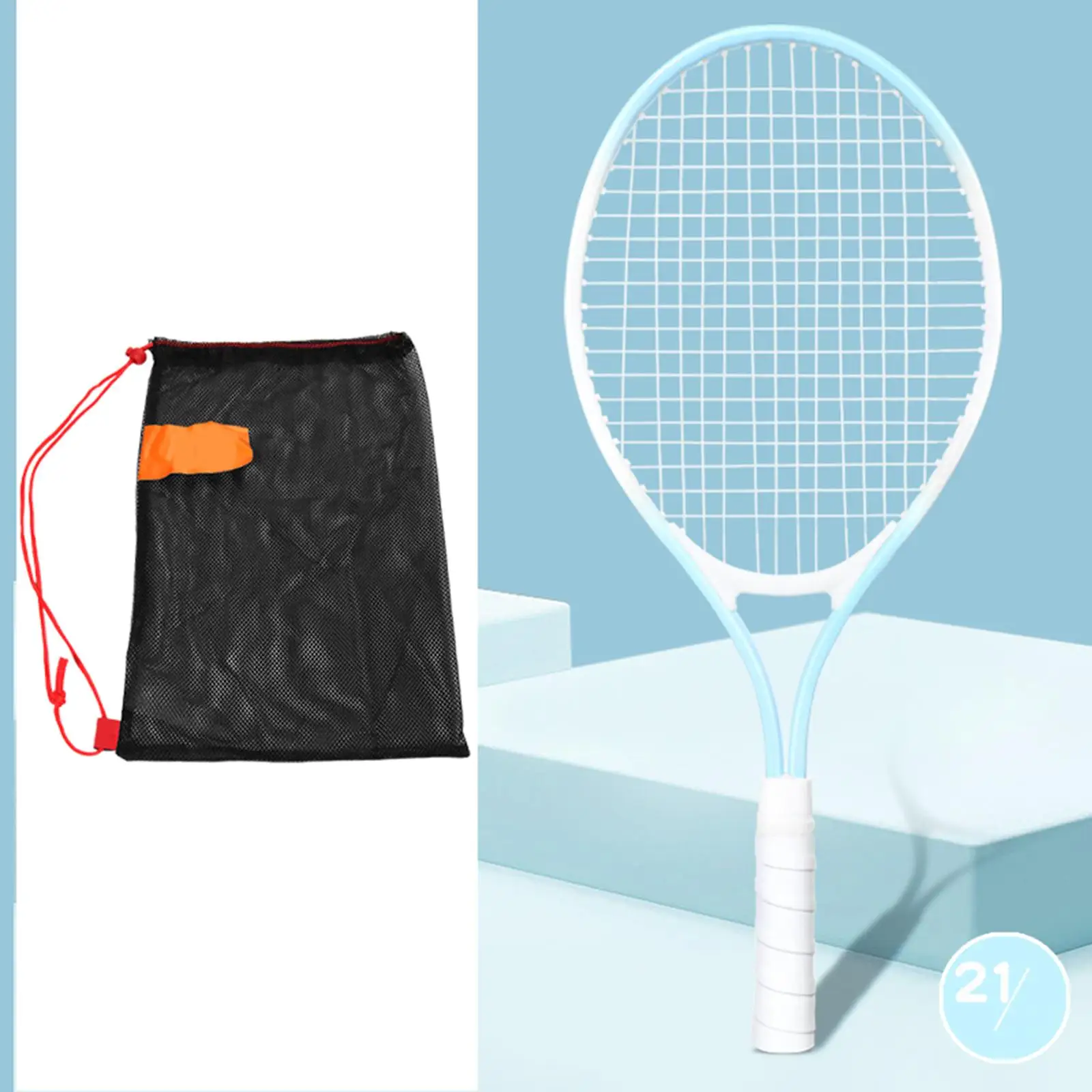 Kids Tennis Racket 21 inch Professional Iron Alloy Frame Nonslip Grip Tennis Equipment Racquet for Park Recreational Backyard