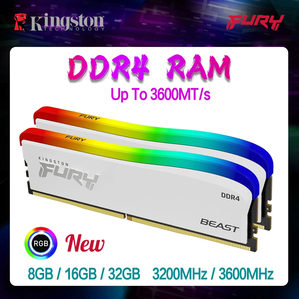 100% New Kingston FURY Beast RGB DDR4 2666MHz 3200MHz 3600MHz RAM Desktop  Memory Ram RGB DDR4 RAM 8GB 16GB FURY Beast DDR4 - AliExpress