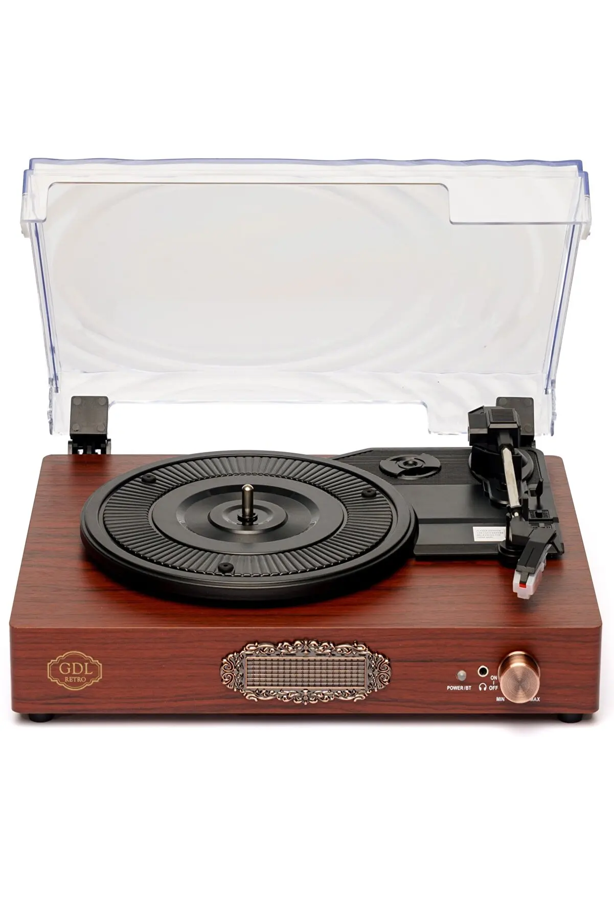 Record Player Bluetooth Connection Home Office Decoration Music Box 33x25x12cm Size Glass Cover Design Gifts Vintage Gramophone