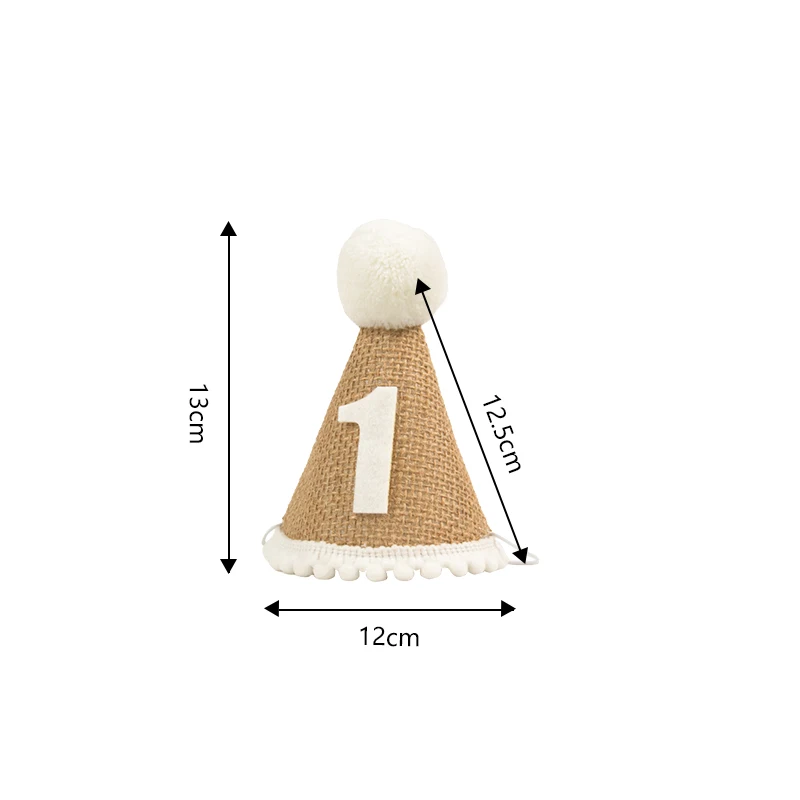 Birthday Headband Set 1pcs Burlap Birthday Hat Baby 1 2 3 4 5 6 7 8 9 Year Boy Girl Cone Hat Headband Baby Happy Birthday Party Decorations Kids Gift
