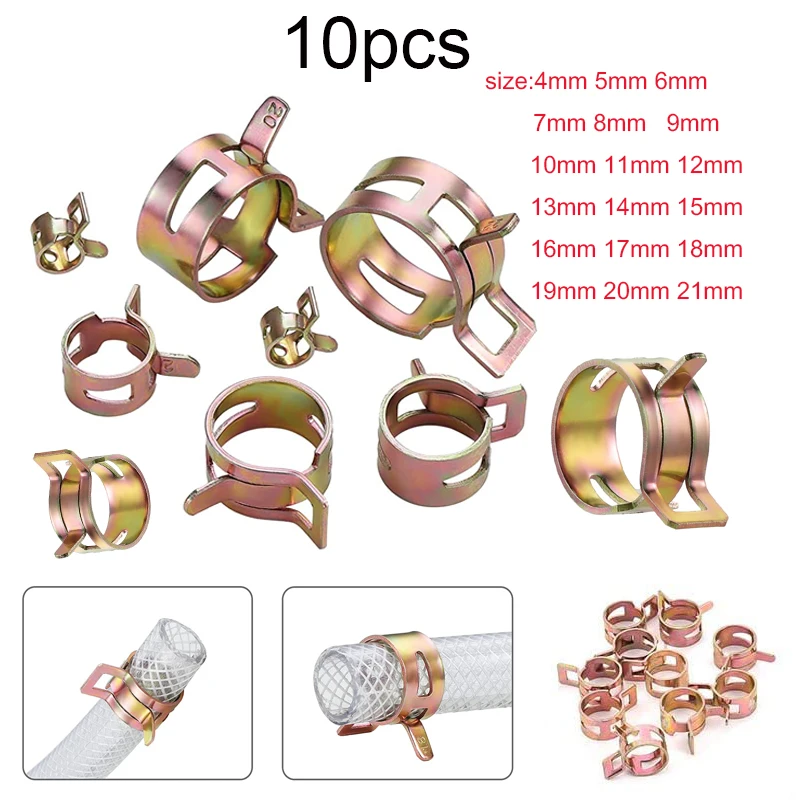 10Pcs 4mm-25mm for choose Fuel Spring Clip Vacuum Silicon Hose Clamp buckle clamp Autos Autos Spring Clip Fuel Oil Water Hose Pipe Tube Clamp