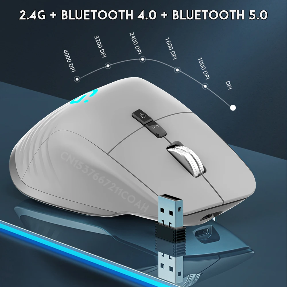 Rato Ergonômico sem Fio Recarregável 2.4g do Negócio 2.4g do Escritório do Rato de Bluetooth para o Computador Portátil - Imagem 2