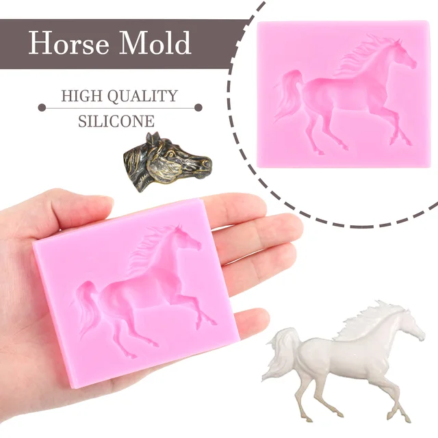 Ló Szilikon Penész Fej Fondant Penészek Torta Díszítő Szerszámok Cupcake Topper Polimer Agyag Cukorkaperdő Csokoládé - Image 5