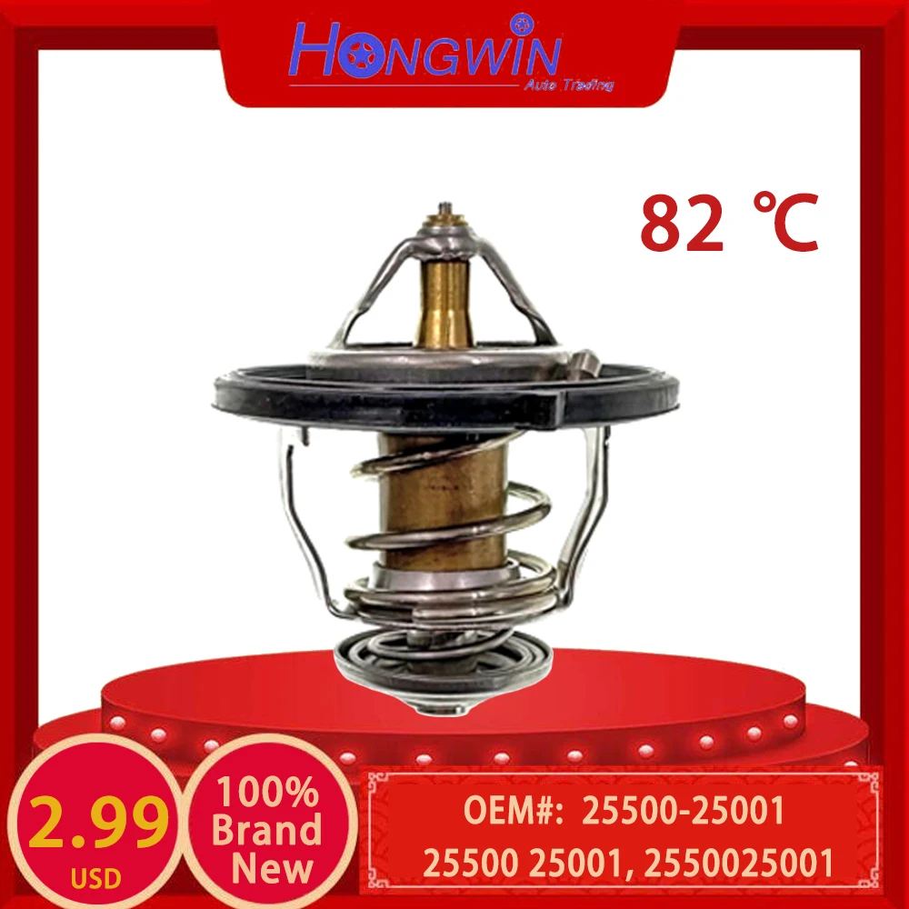 25500-25001 Engine Coolant Thermostat Assembly 82C For Hyunda Grandeur TG Azera Sonata NF YF Gneesis Coupe KIA Optima Rondo