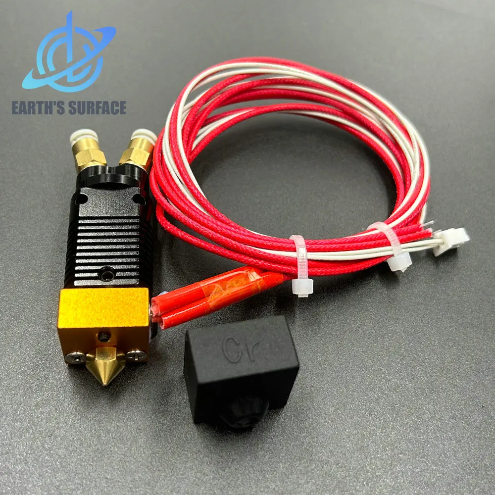 DB-3D Printer Part 2 in1 Out Dual Color Metal Hotend Extruder With Cable 0.4mm Nozzle Print Heat 12/24V for CR-10/Ender-3 Series