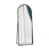 Anajqaqia Зеркало всего тела 162 x 53 см, Изогнутое стоячее зеркало, подвесное или наклона на стене, напольное зеркало с подставкой, черное — изображение 5