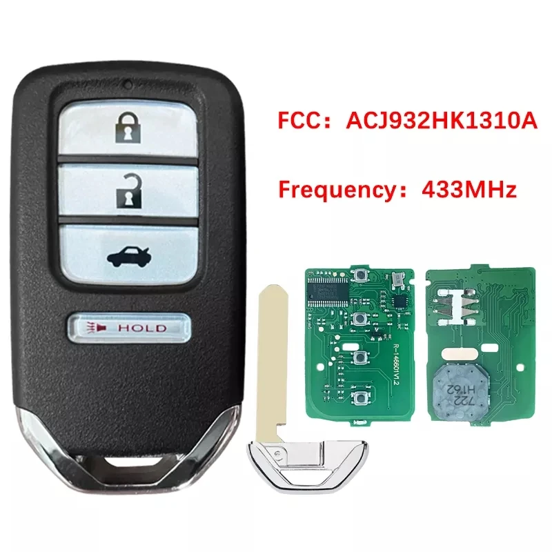 Cn003149 Chip Muslimah 433Mhz 47 Per 2016-2017 Honda Accord Smart Keyless Proximity Remote Acj932Hk1310A